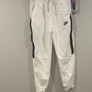 Nike Kids White Sweatpants with Black Accents